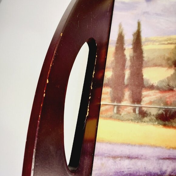 James Wiens Fields of Lavender Tile Walnut Wood Serving Tray Italian Farmcore - Picture 12 of 12